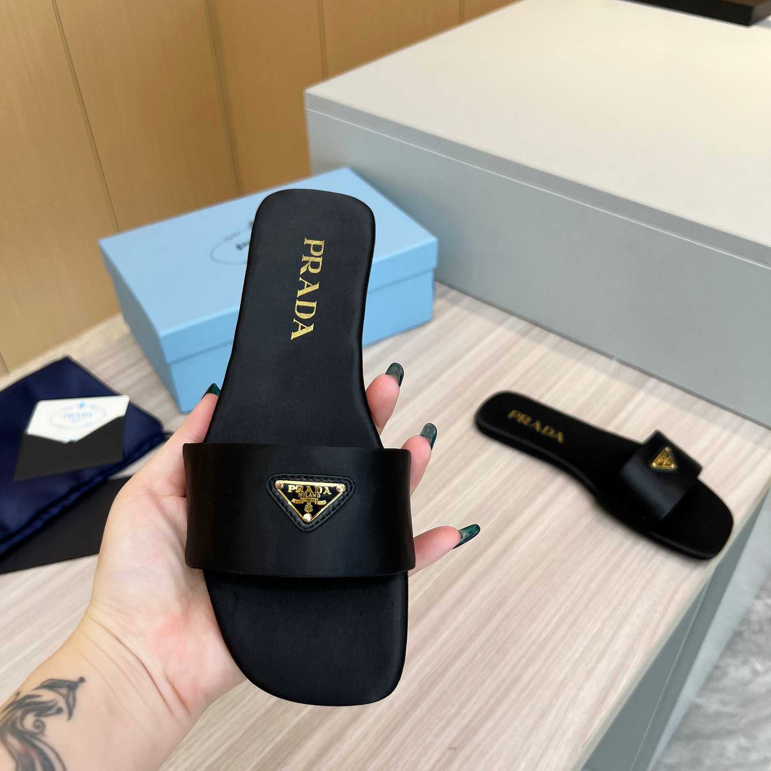 Prada Leather Slides - DesignerGu