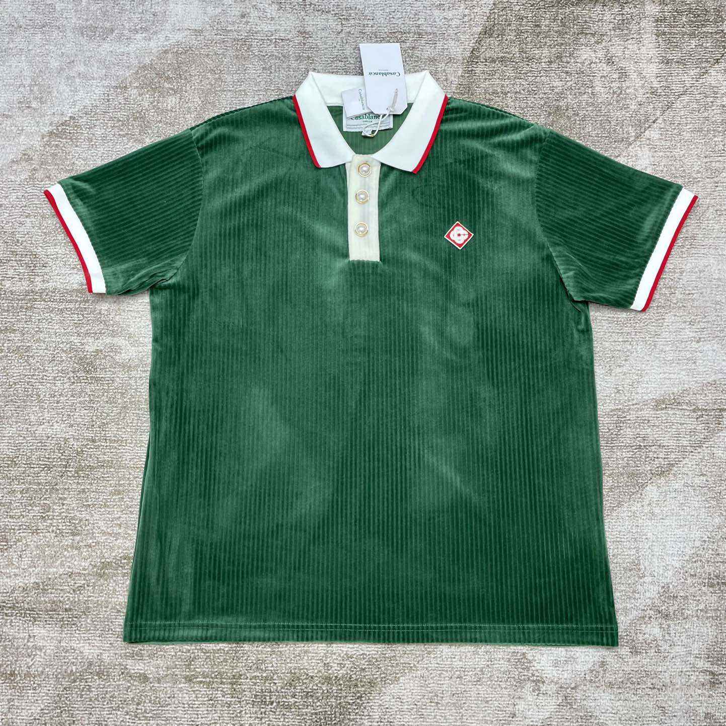 Casablanca Ribbed Velvet Polo Shirt    c877 - DesignerGu