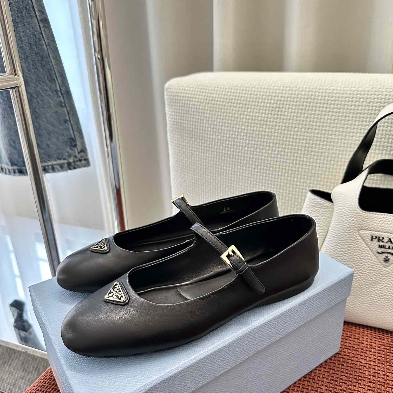 Prada Nappa Leather Ballerinas - DesignerGu