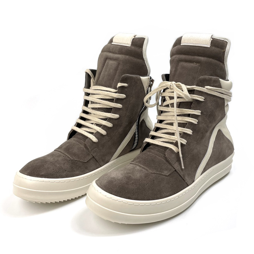 Rick Owens Geobasket Lace-up Suede High-top Trainers - DesignerGu