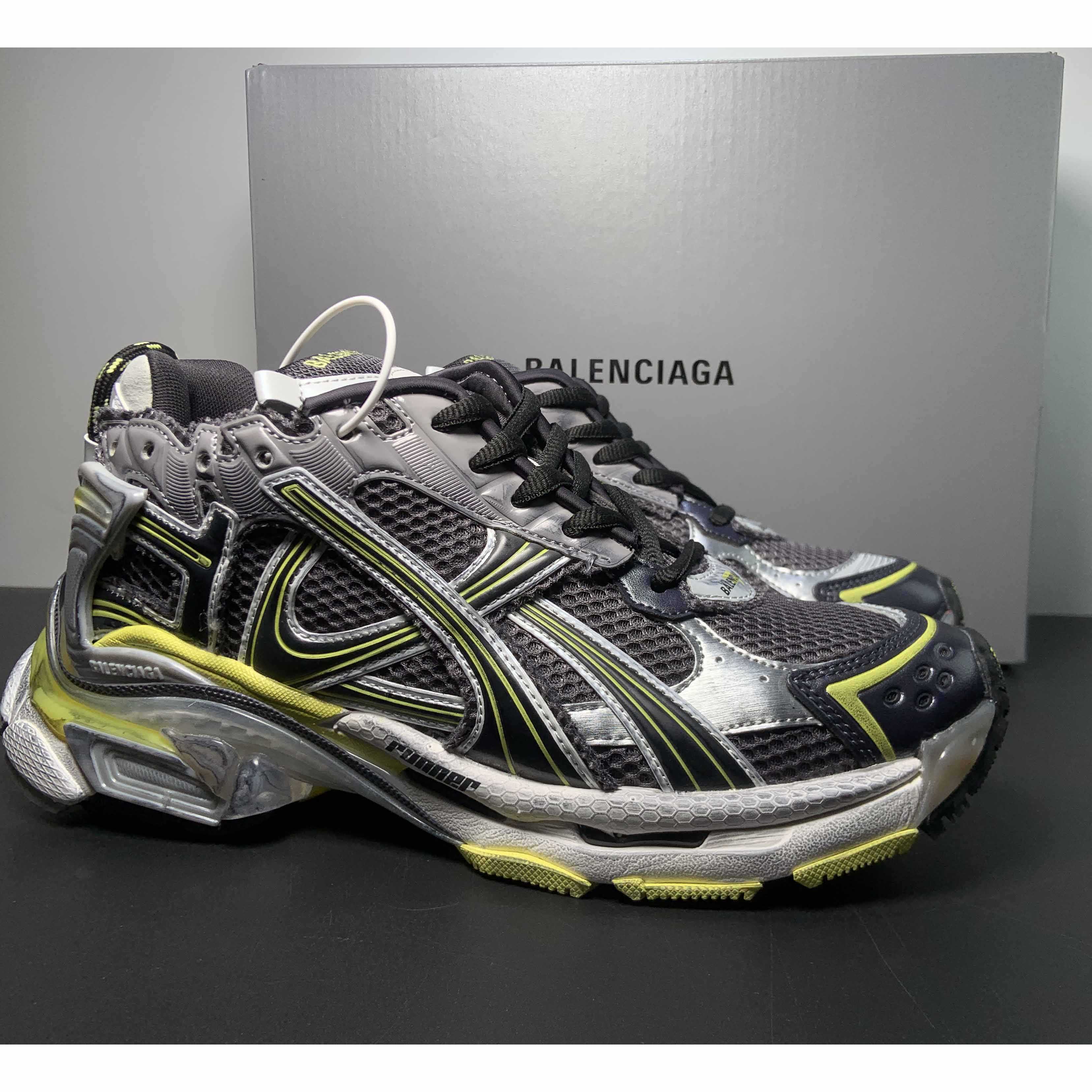 Balenciaga Runner Sneaker In Grey/Yellow And White - DesignerGu