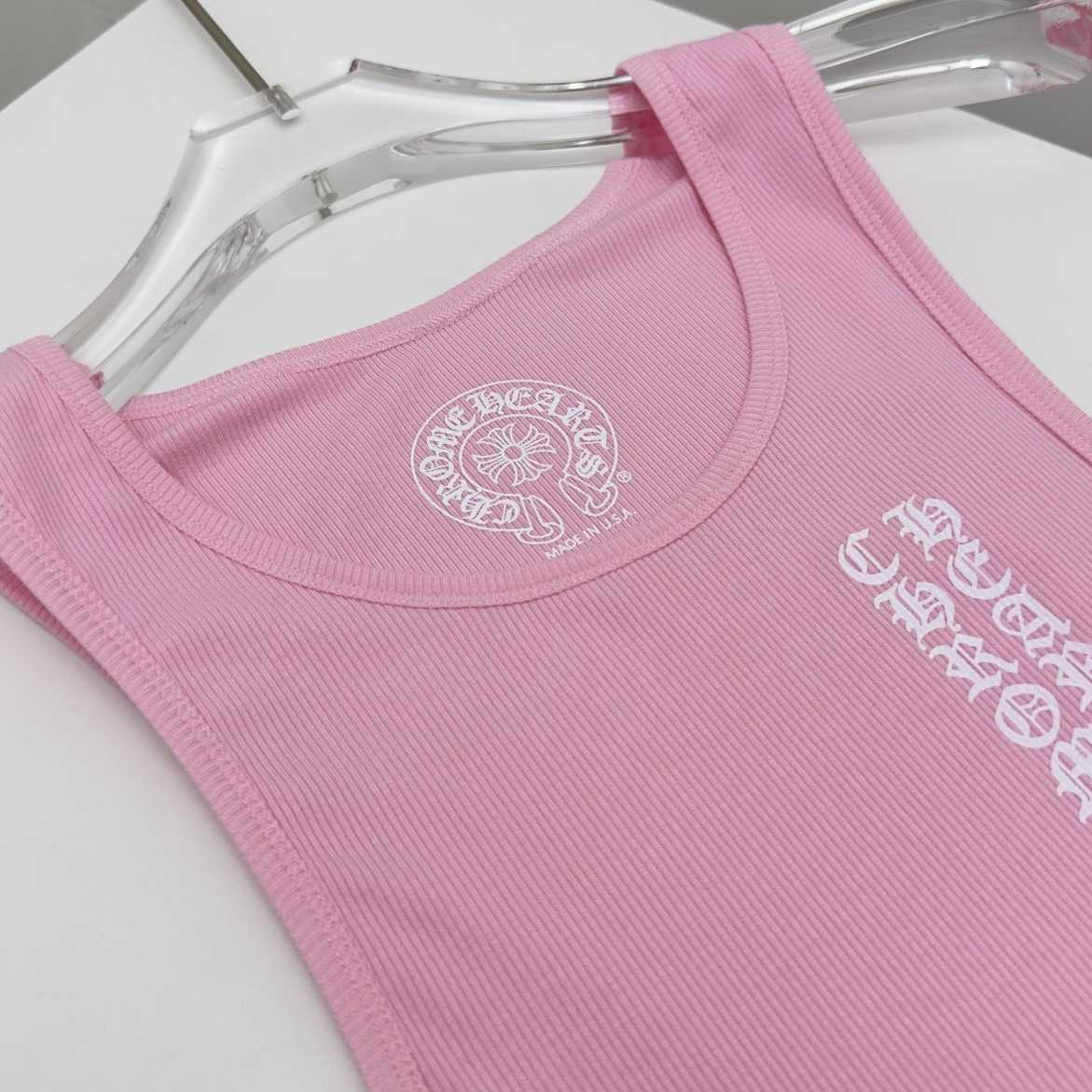 Chrome Hearts Pink Vertical Logo Tank Top - DesignerGu