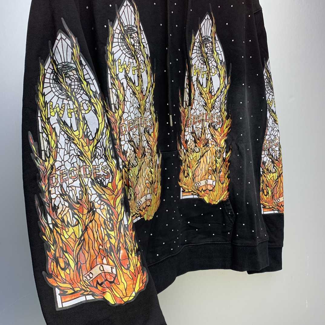 Who Decides War Flame Glass Hooded Sweatshirt - DesignerGu