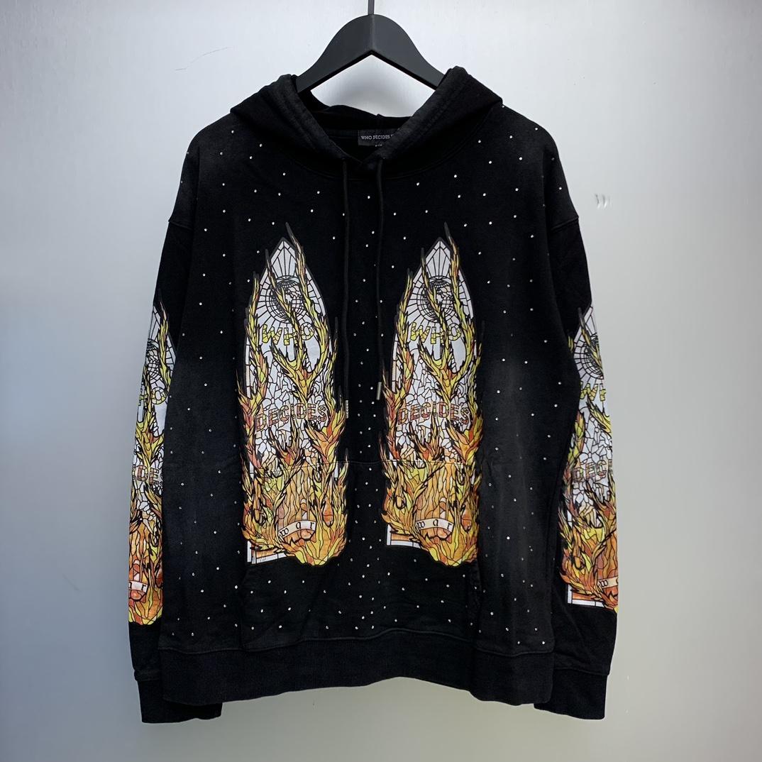 Who Decides War Flame Glass Hooded Sweatshirt - DesignerGu