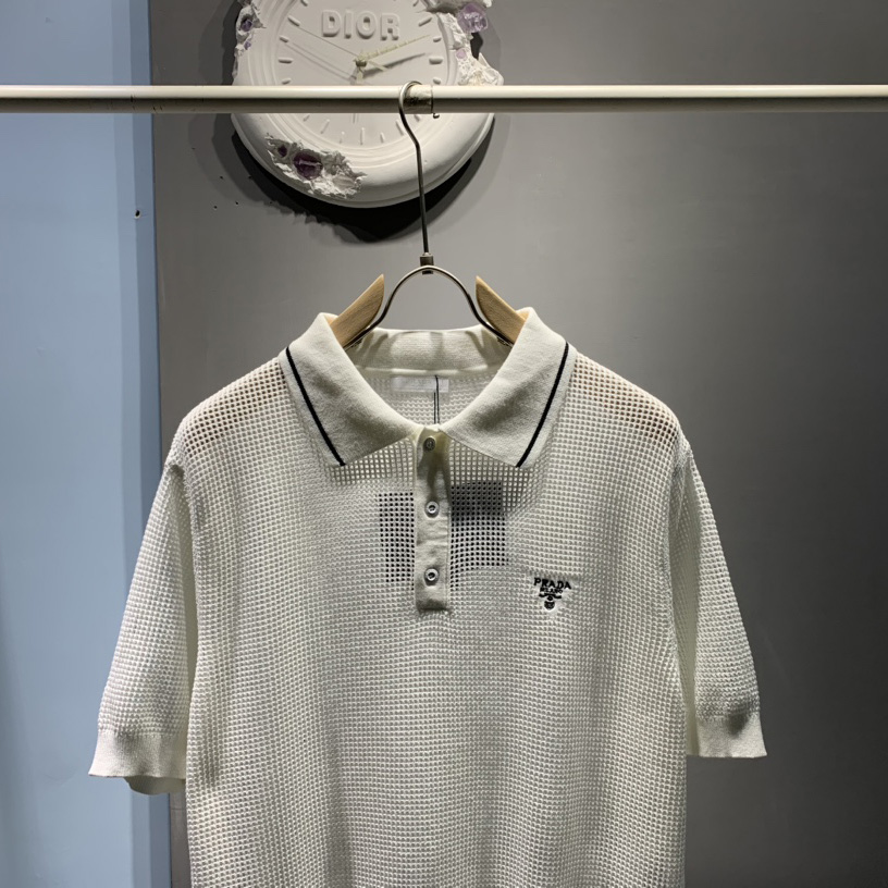 Prada Cotton And Silk Polo Shirt - DesignerGu