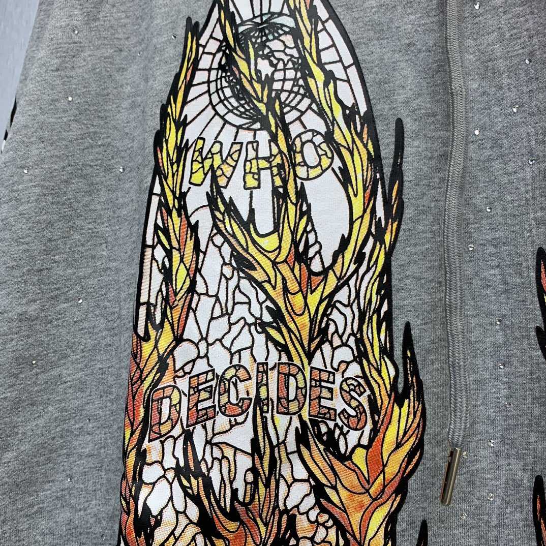 Who Decides War Flame Glass Hooded Sweatshirt - DesignerGu