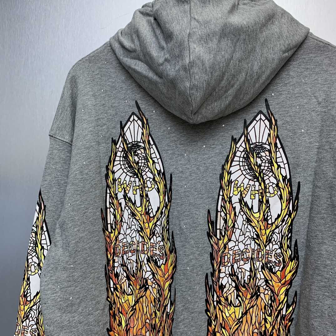 Who Decides War Flame Glass Hooded Sweatshirt - DesignerGu