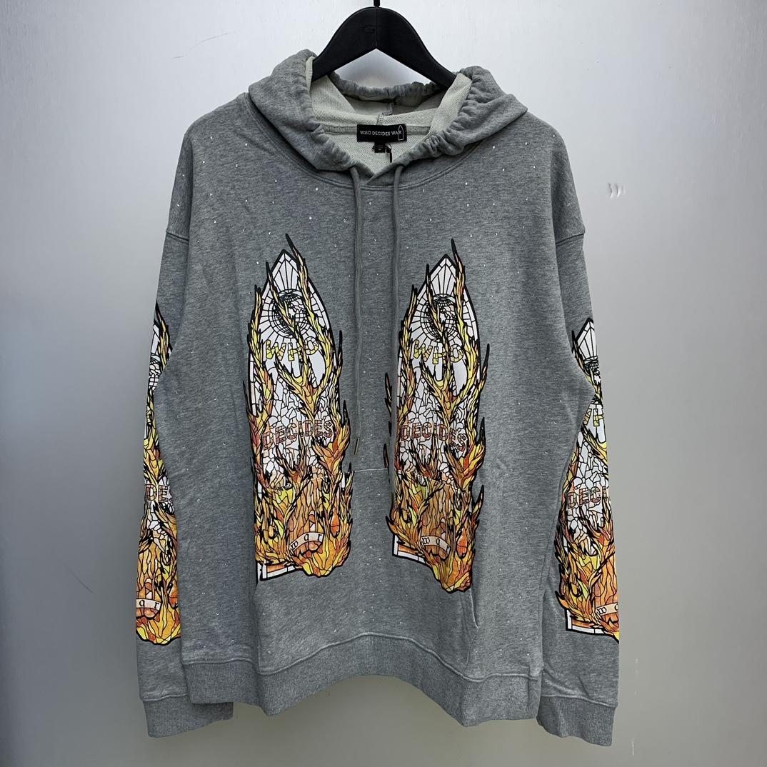 Who Decides War Flame Glass Hooded Sweatshirt - DesignerGu