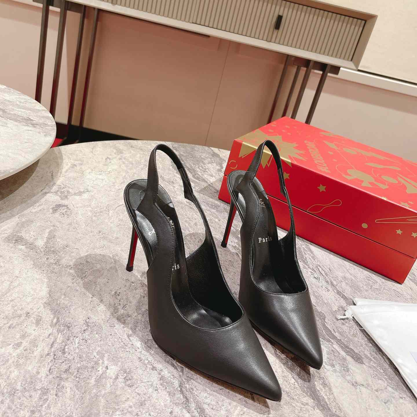 Christian Louboutin Hot Chick 100MM Leather Slingback Pumps - DesignerGu