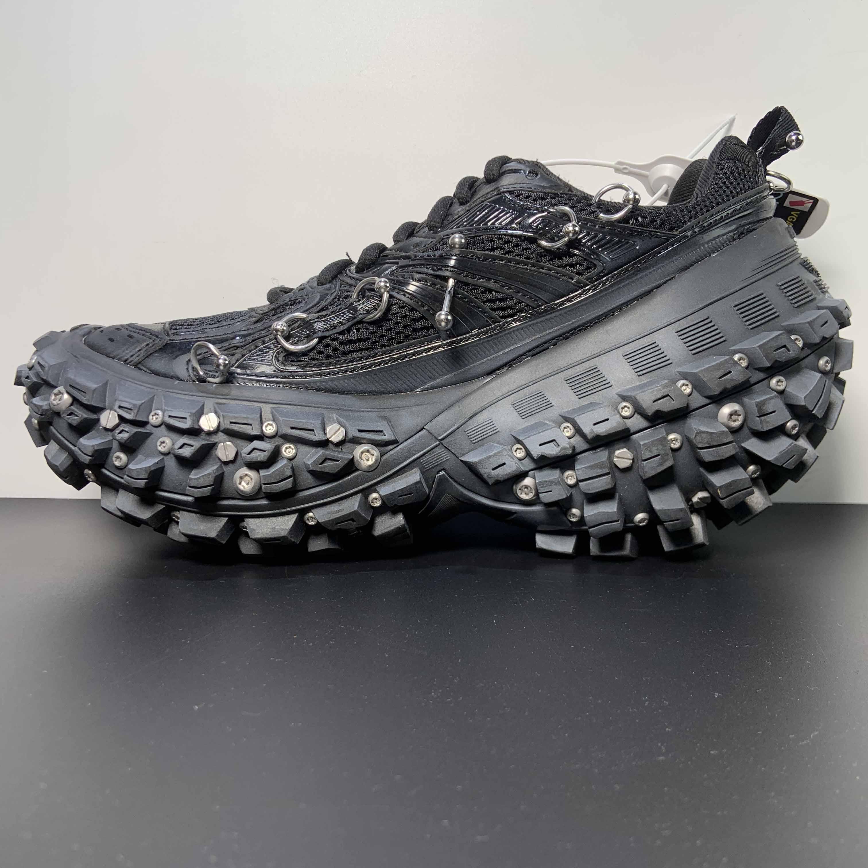 Balenciaga Bouncer Screw Sneaker With Piercings In Black - DesignerGu