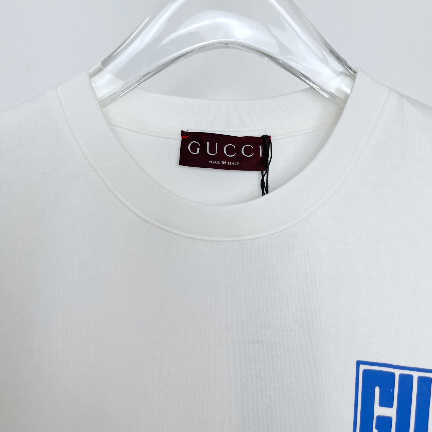 Gucci Cotton Jersey T-shirt With Gucci Print  - DesignerGu