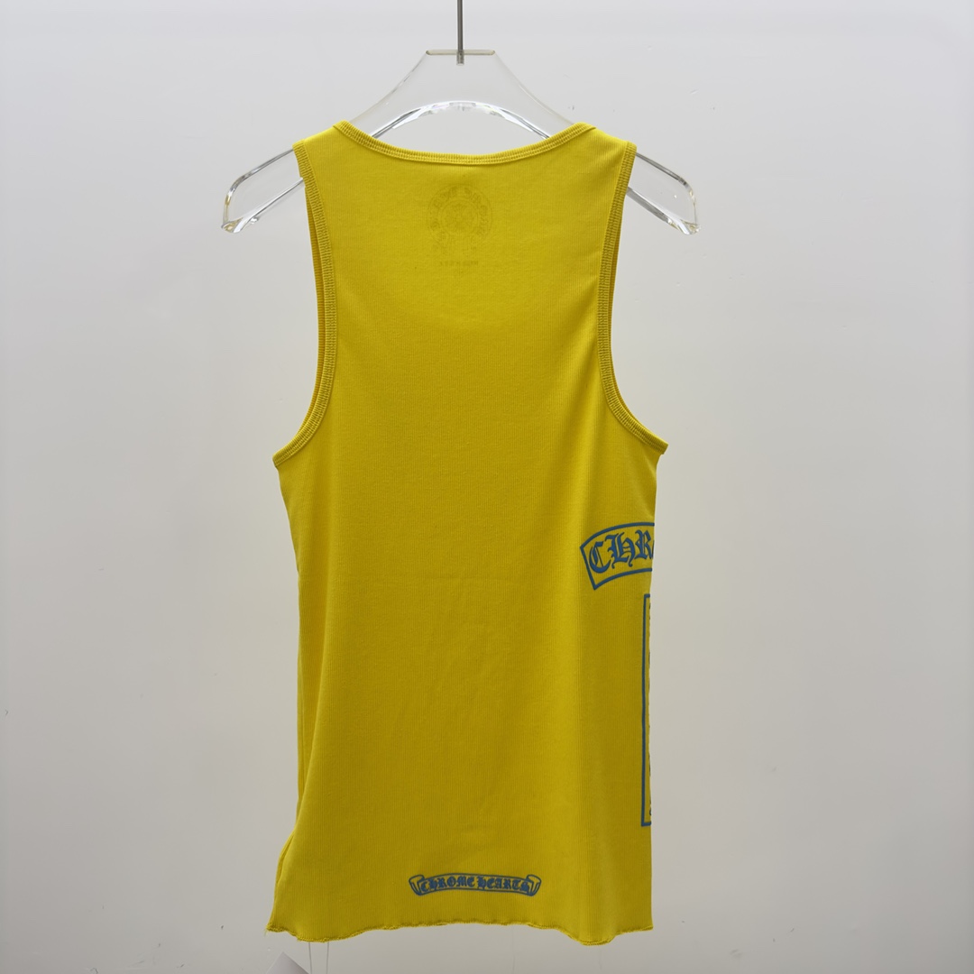 Chrome Hearts Yellow Vertical Logo Tank Top - DesignerGu