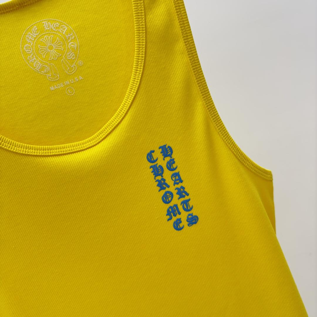 Chrome Hearts Yellow Vertical Logo Tank Top - DesignerGu