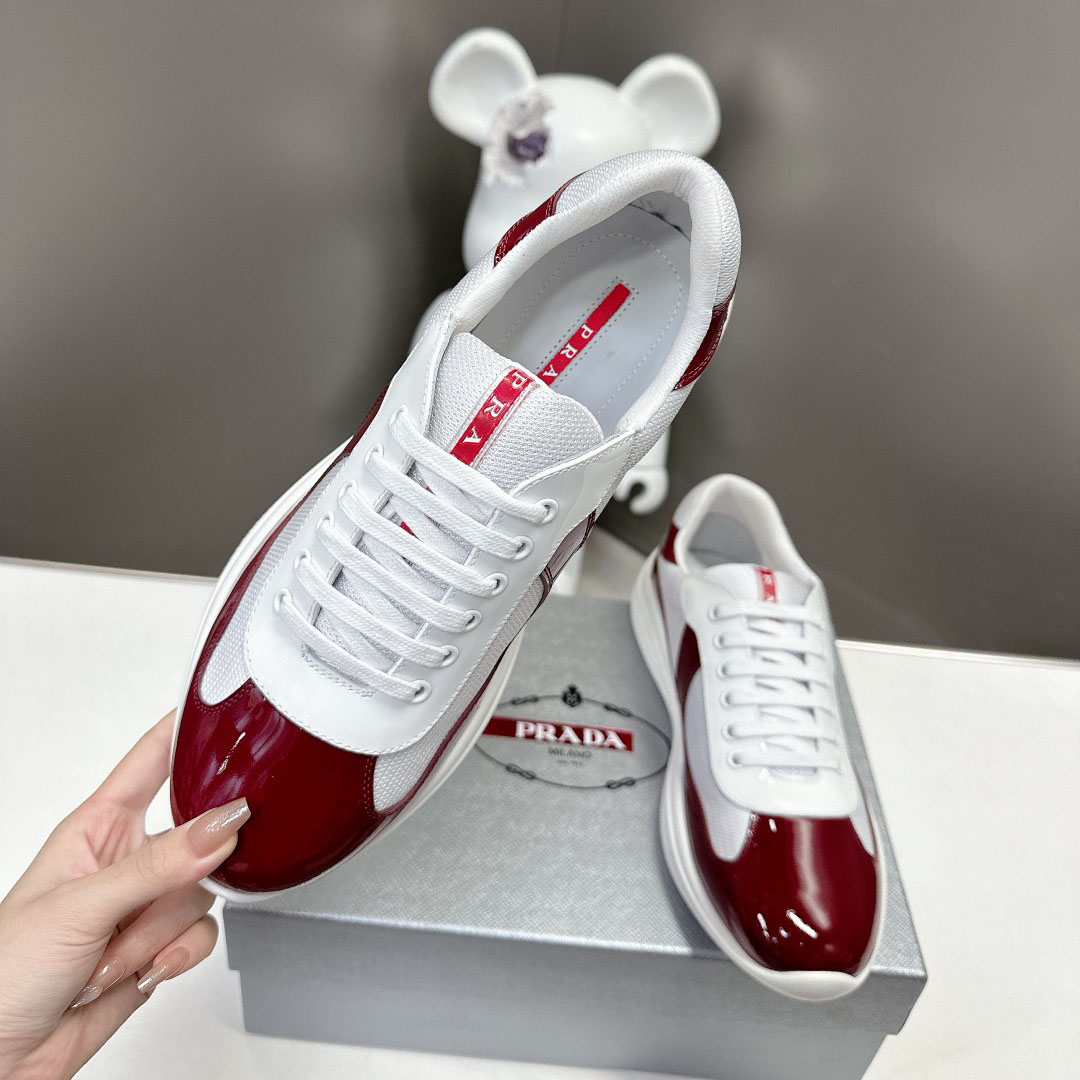 Prada Patent Leather And Technical Fabric Prada America's Cup Sneakers - DesignerGu