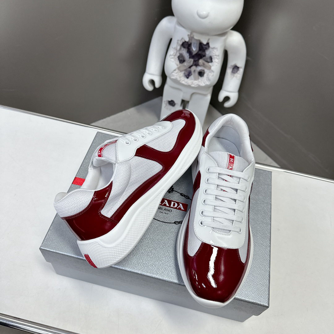 Prada Patent Leather And Technical Fabric Prada America's Cup Sneakers - DesignerGu