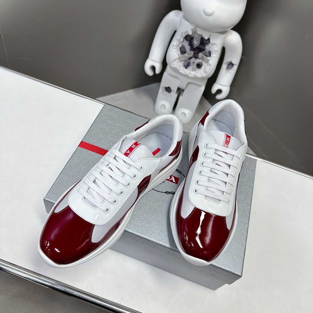 Prada Patent Leather And Technical Fabric Prada America's Cup Sneakers - DesignerGu