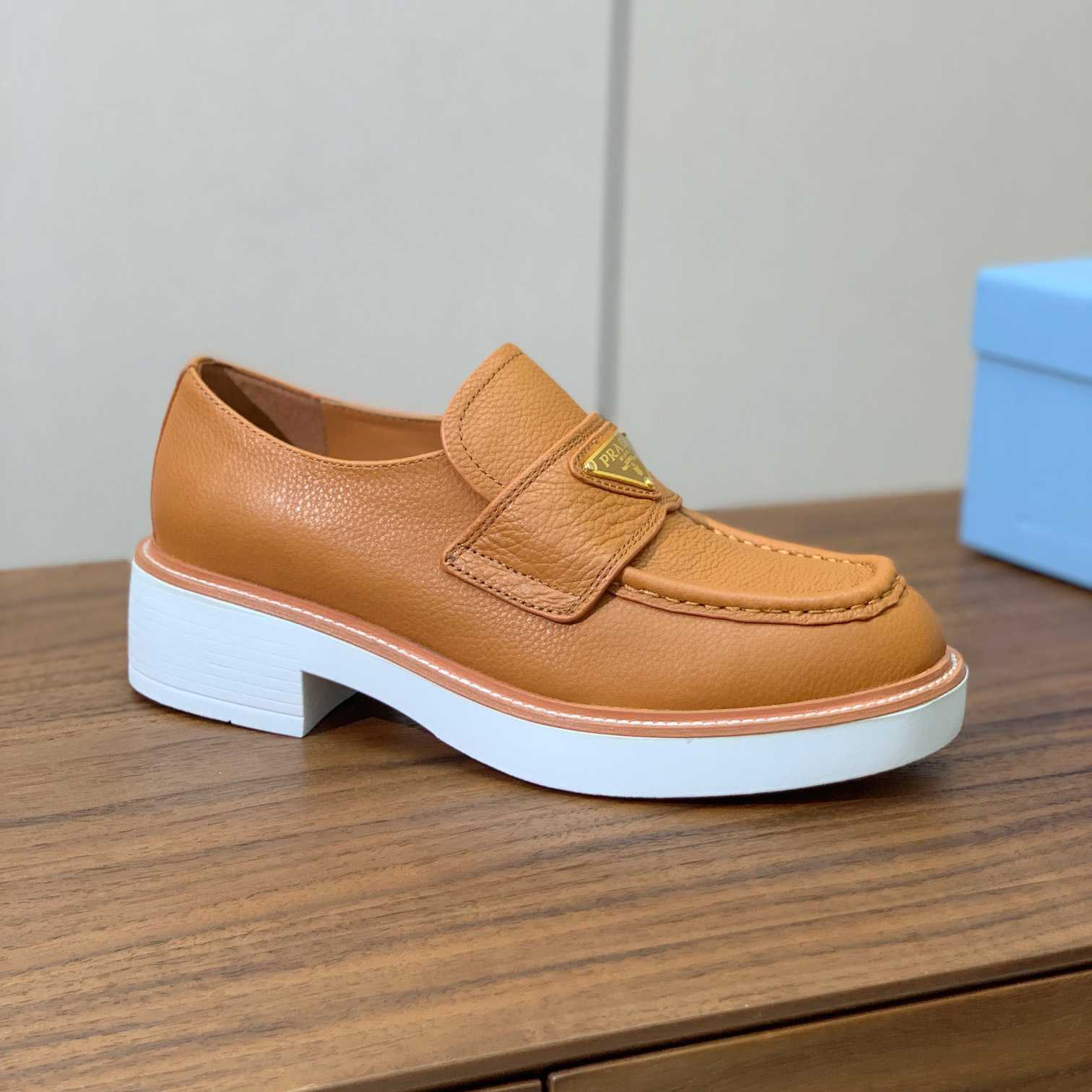 Prada Logo Leather Loafers  - DesignerGu