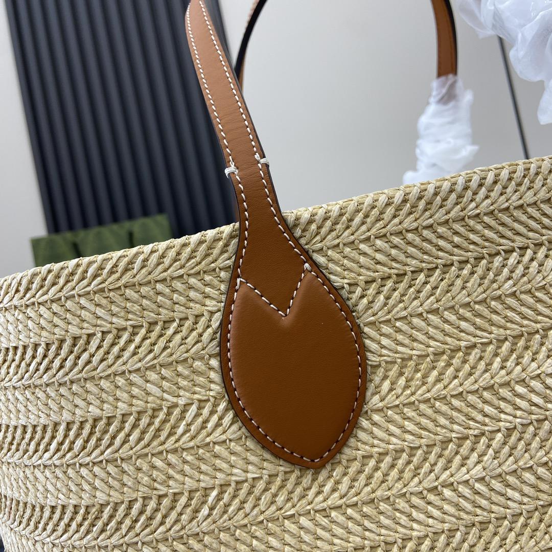 Gucci Medium Straw-effect Tote - DesignerGu