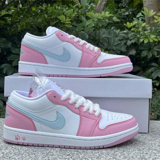 Jordan Air Jordan 1 LOW “White/Pink Foam/Glacier Blue  Sneaker    HM3706-141 - DesignerGu