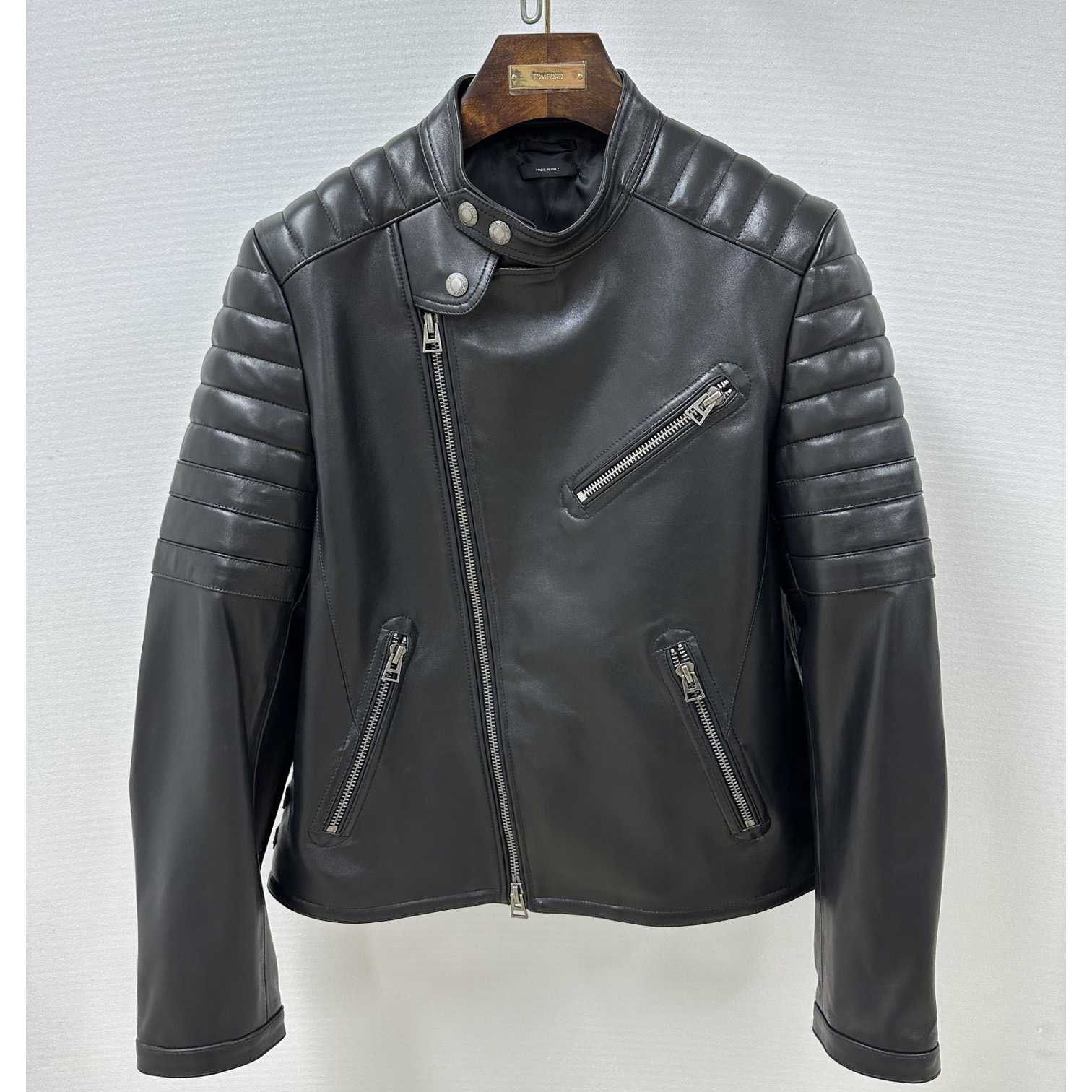 Tom Ford Grain Leather Zip Biker - DesignerGu