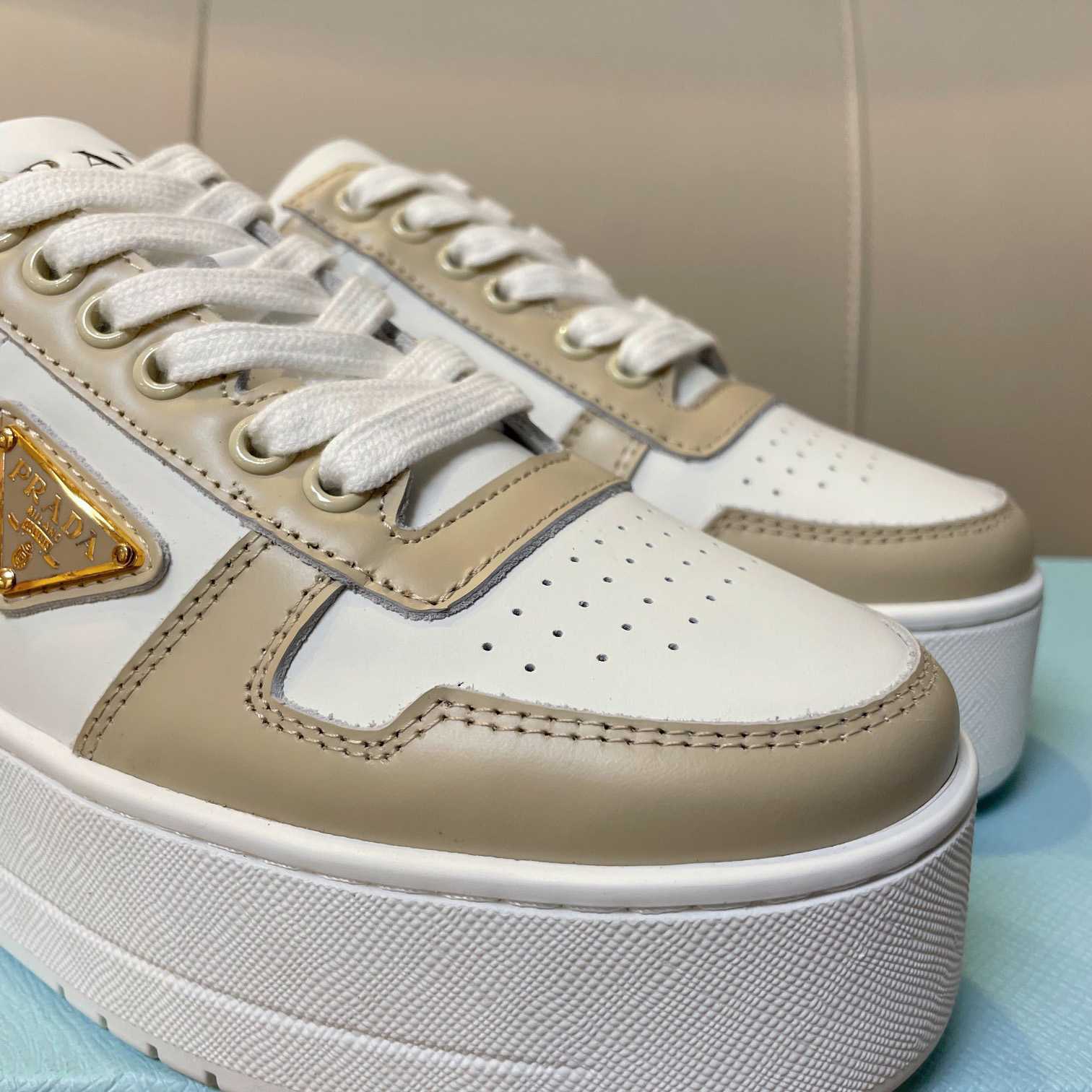 Prada Downtown Bold Leather Sneakers - DesignerGu