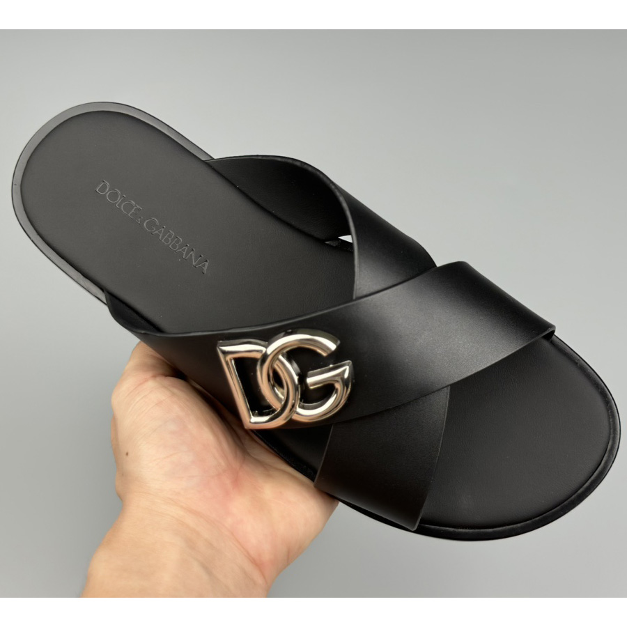 Dolce & Gabbana Logo-plaque Cross-over Leather Sandals - DesignerGu