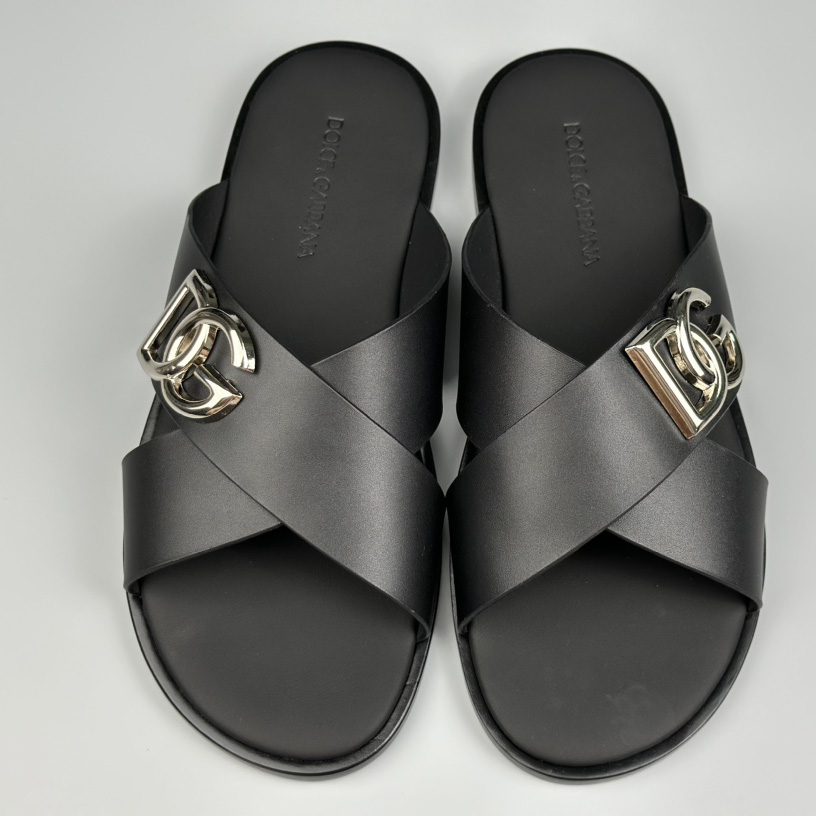 Dolce & Gabbana Logo-plaque Cross-over Leather Sandals - DesignerGu