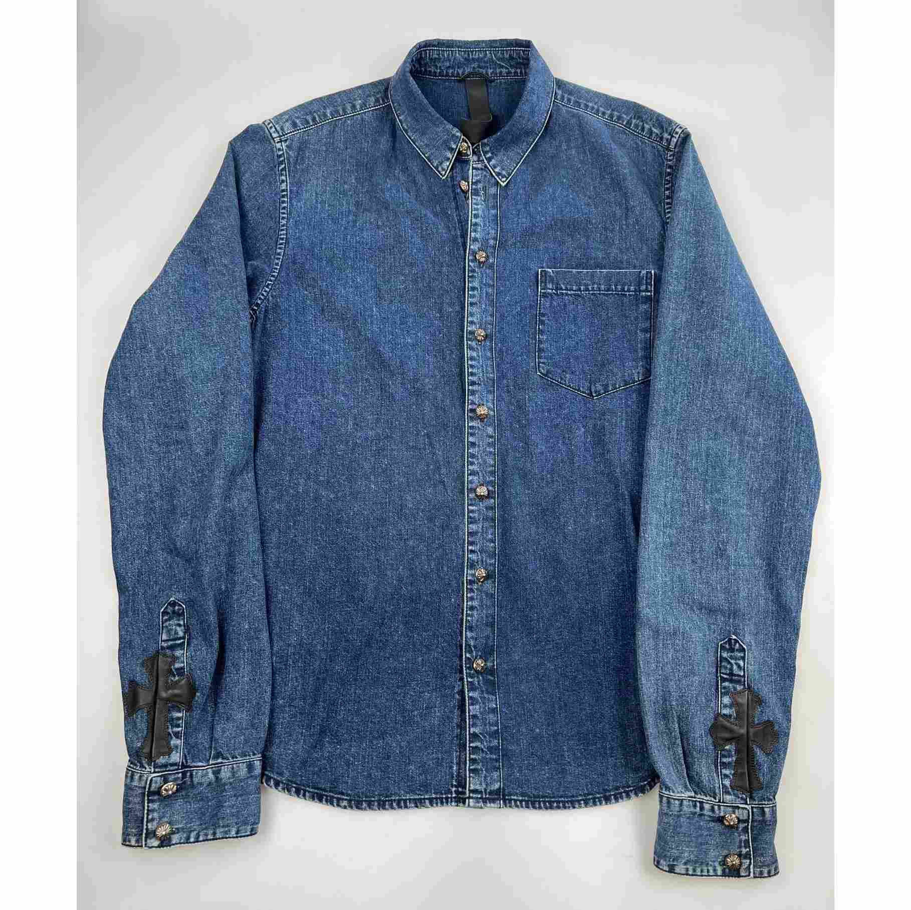 Chrome Heart Denim Button Up Shirt - DesignerGu