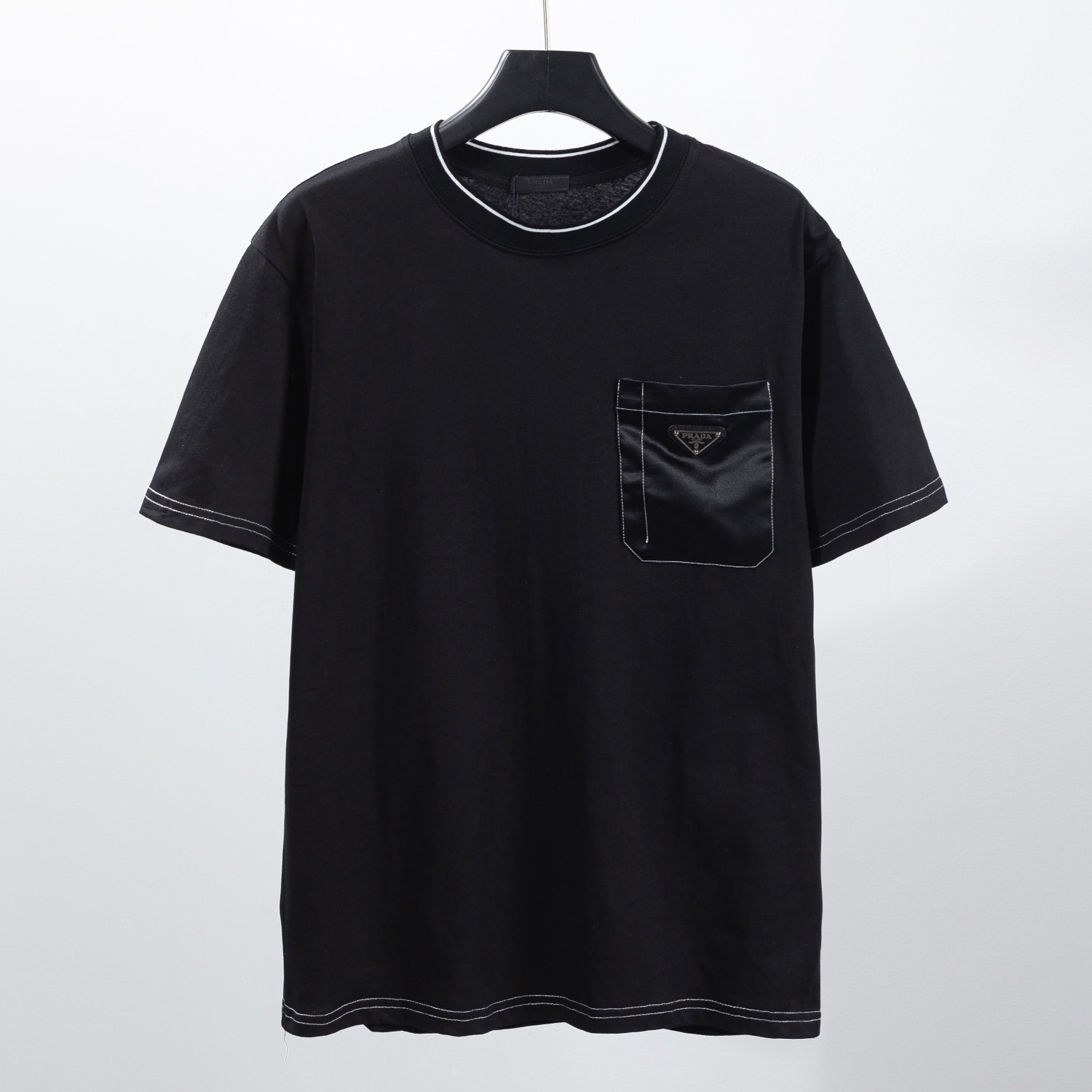 Prada Cotton T-shirt With Nylon Pocket - DesignerGu