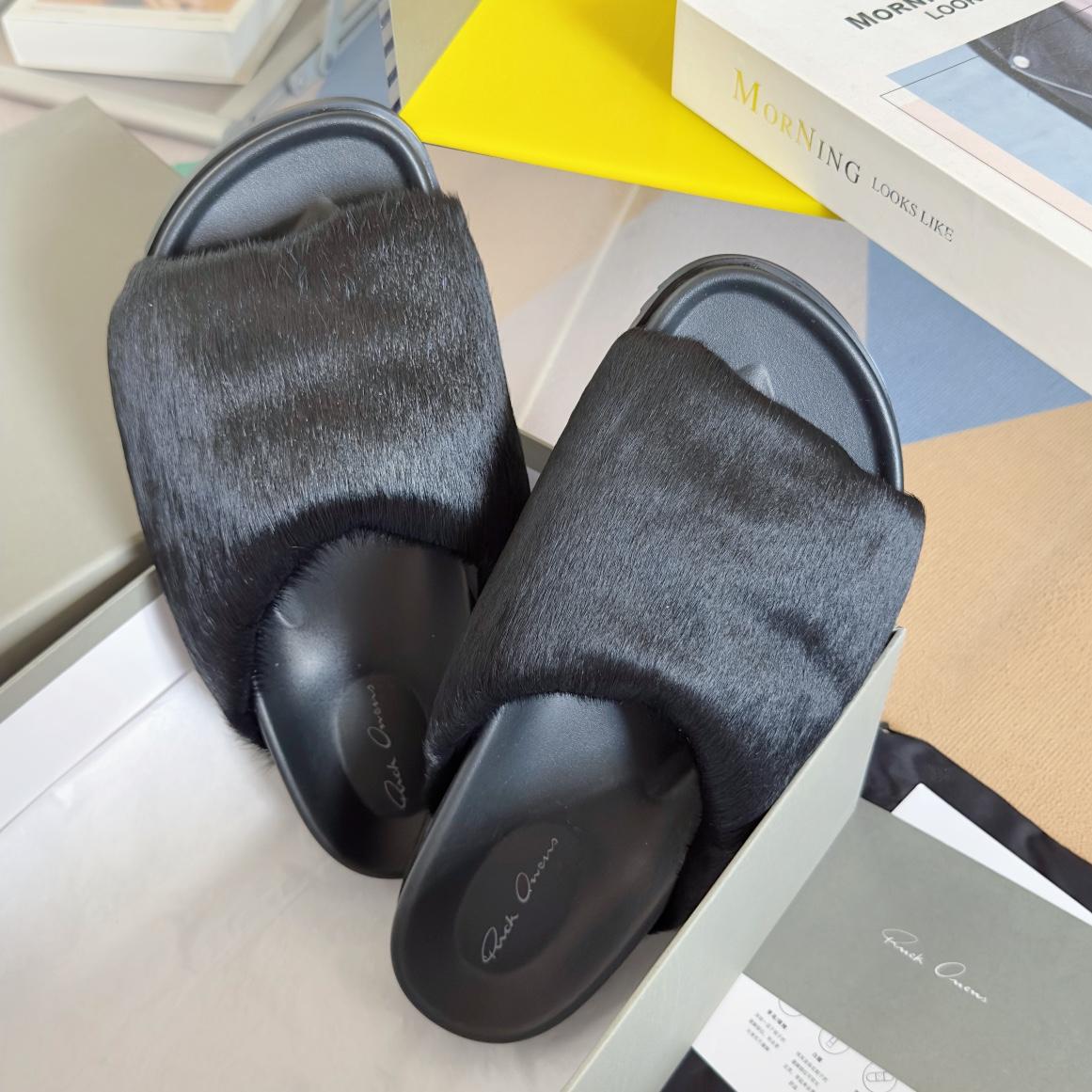 Rick Owens Slide In Black - DesignerGu