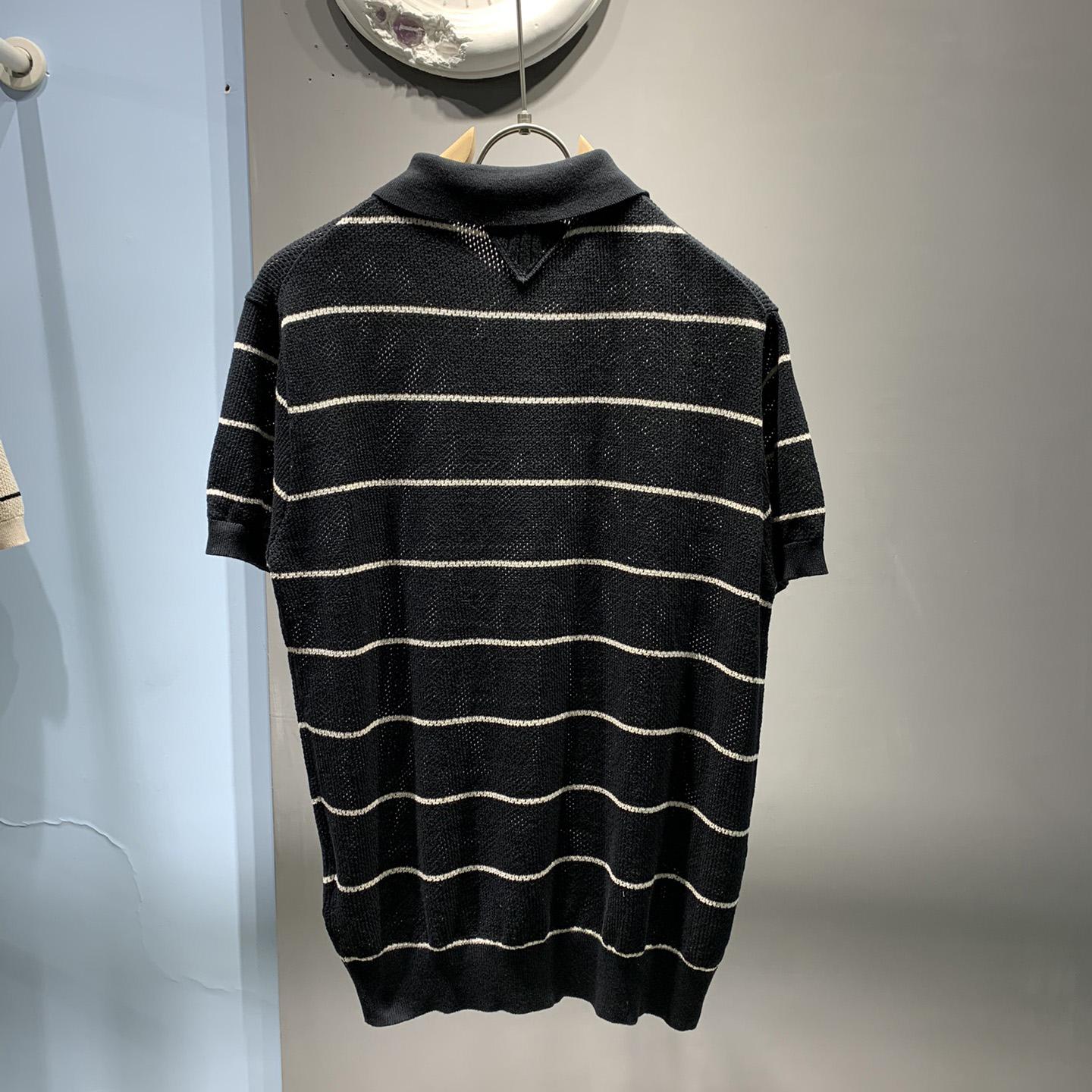 Prada Silk And Cotton Knit Polo Shirt - DesignerGu