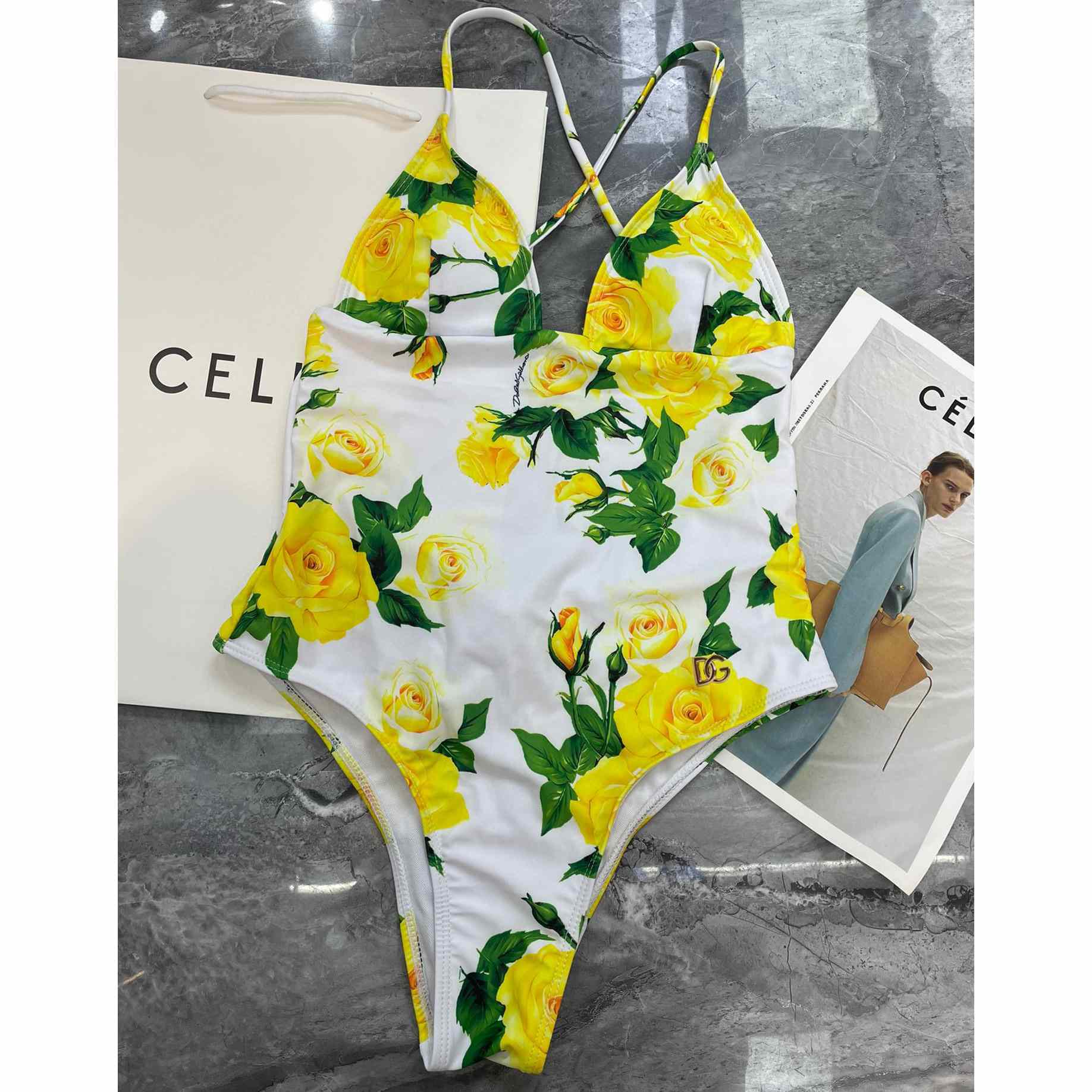 Dolce & Gabbana Women's Yellow One-Piece - DesignerGu