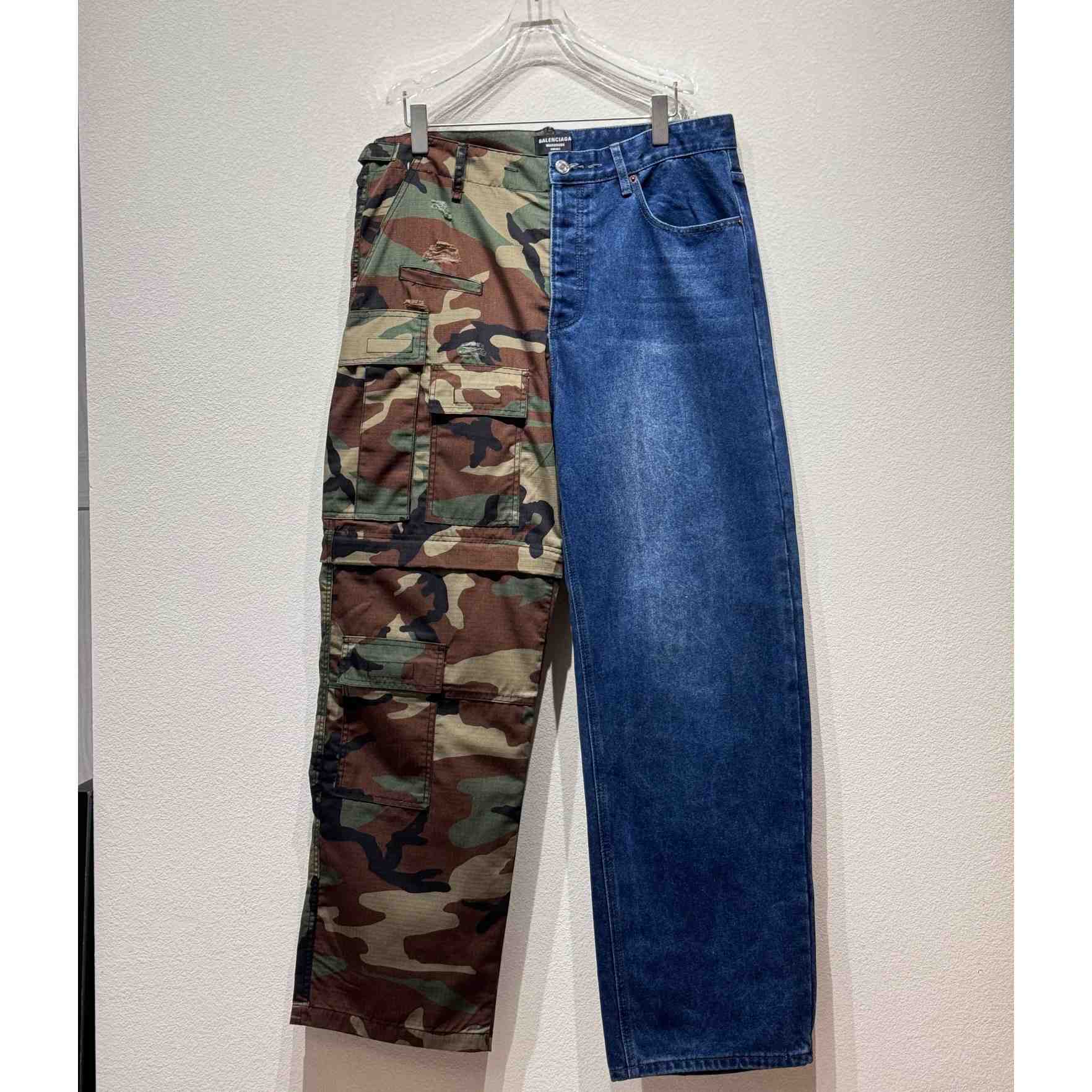 Balenciaga Dark Camo Hybrid Baggy Pants In Dark Blue  - DesignerGu