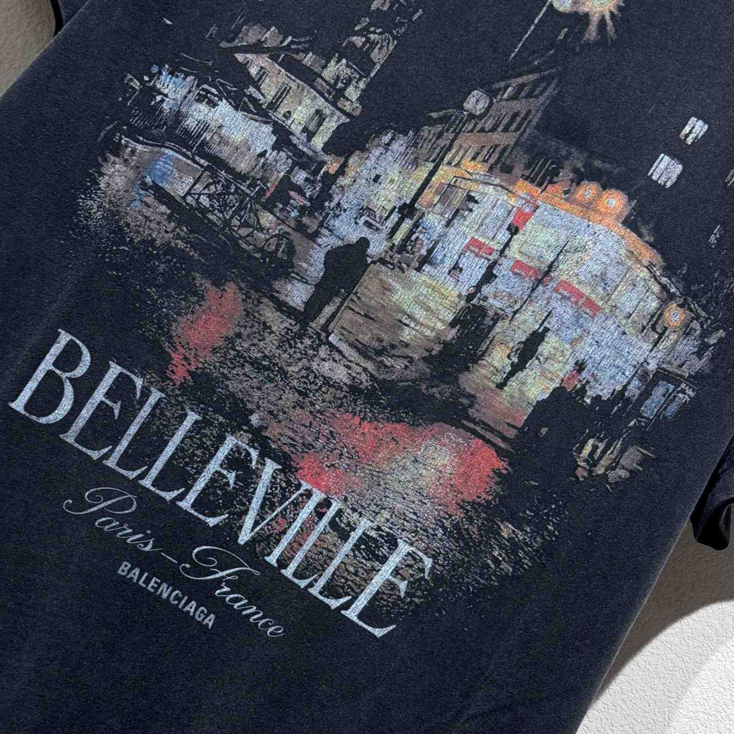 Balenciaga Belleville T-Shirt Oversized In Black Faded  - DesignerGu