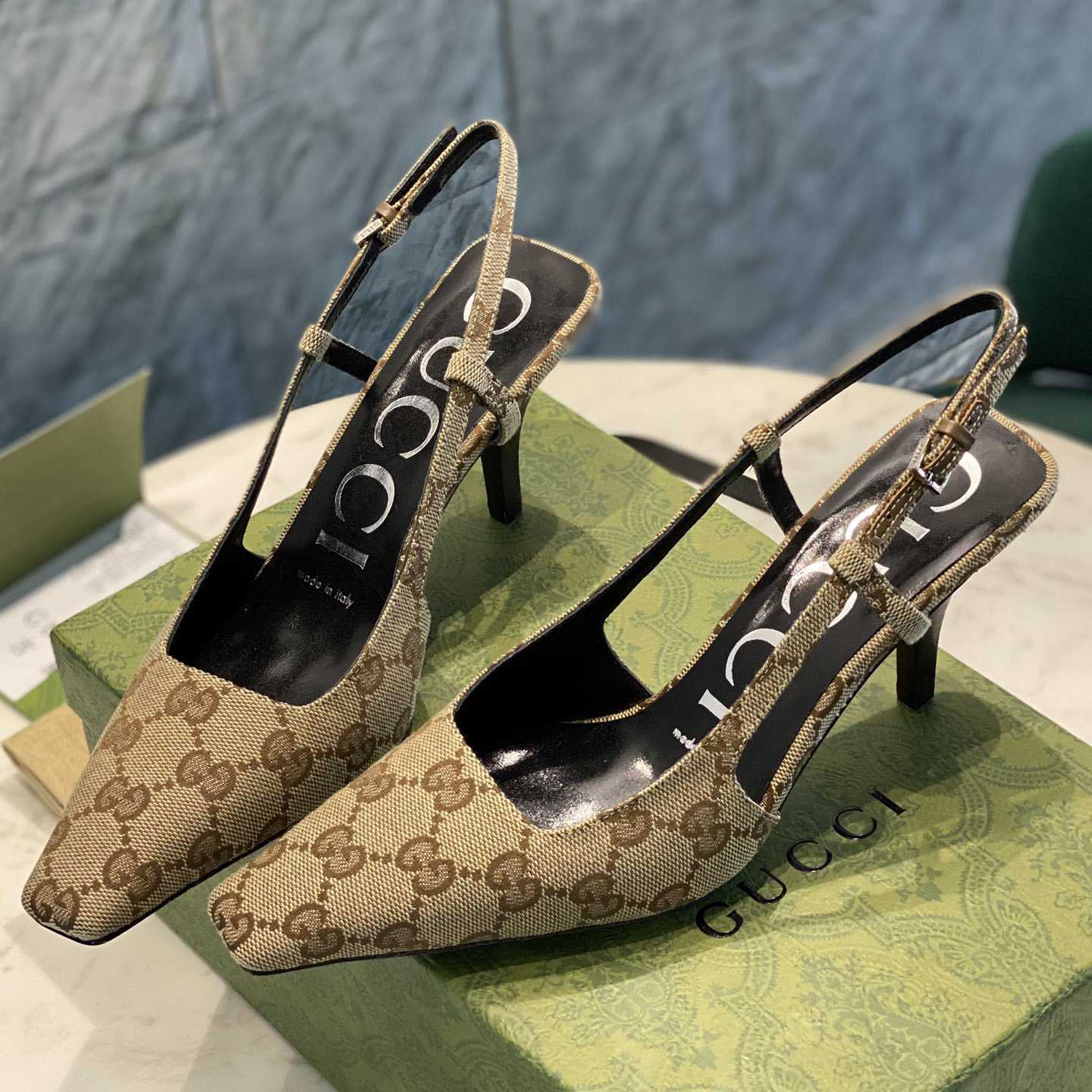 Gucci Women's GG Slingback Pump  - DesignerGu