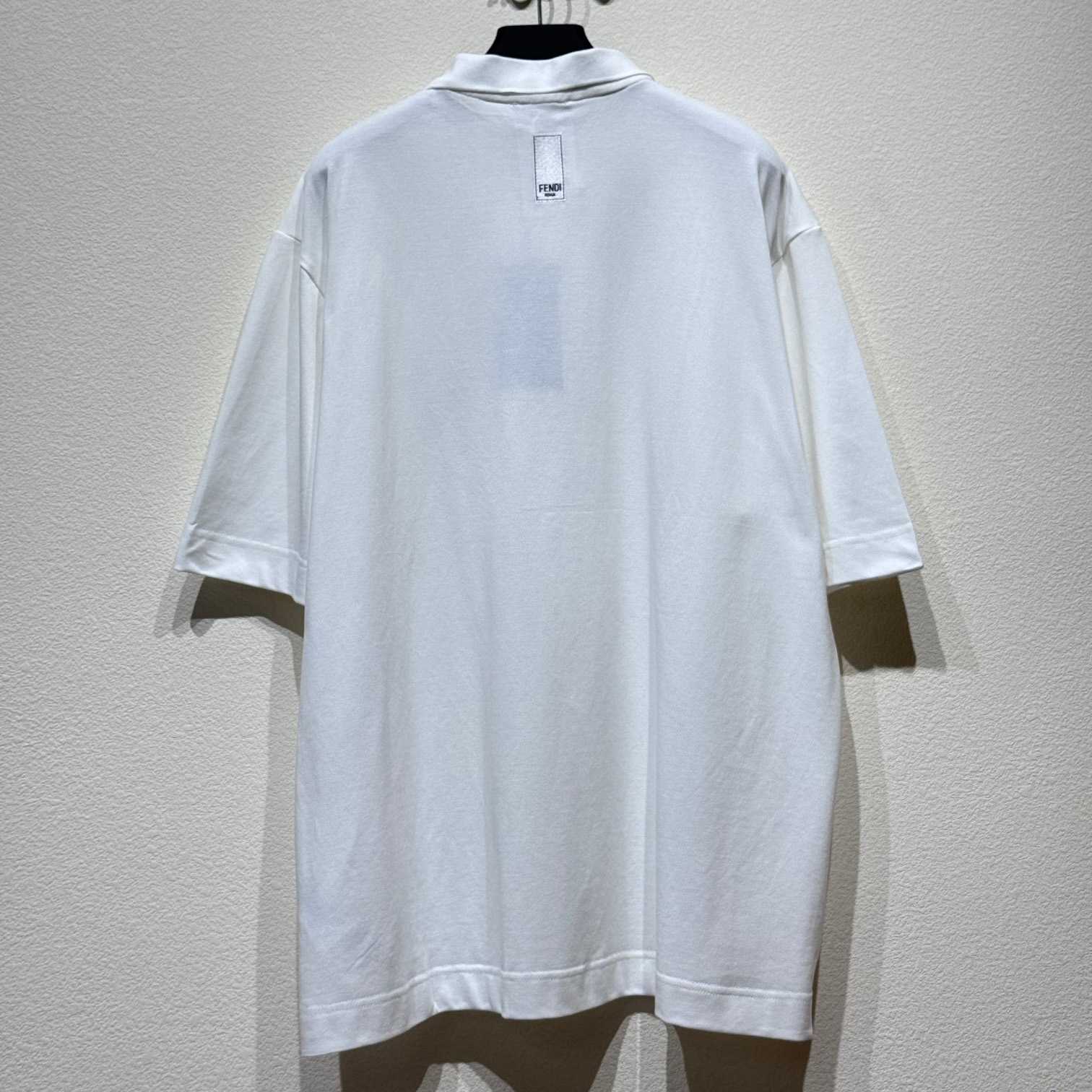 Fendi White Cotton Polo Shirt - DesignerGu