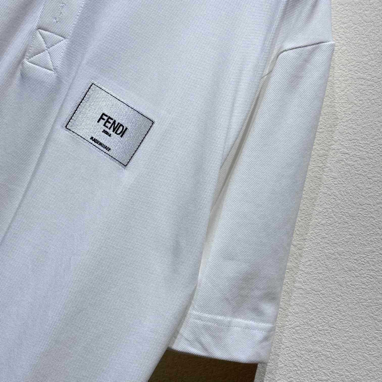 Fendi White Cotton Polo Shirt - DesignerGu