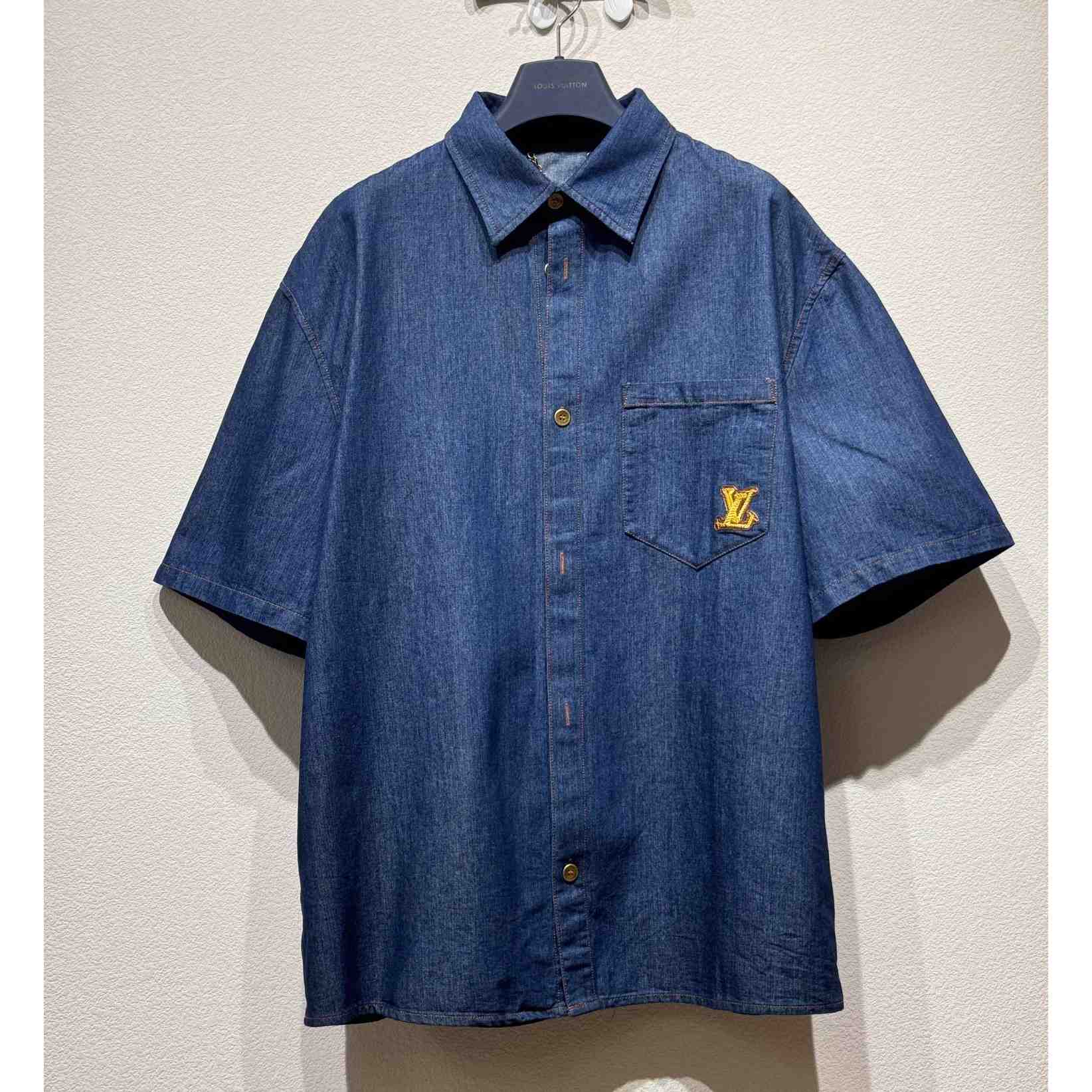 Louis Vuitton Short-Sleeved Cotton Chambray Shirt - DesignerGu