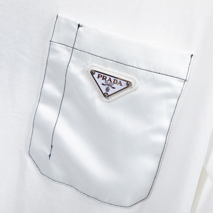 Prada Cotton T-shirt With Nylon Pocket - DesignerGu