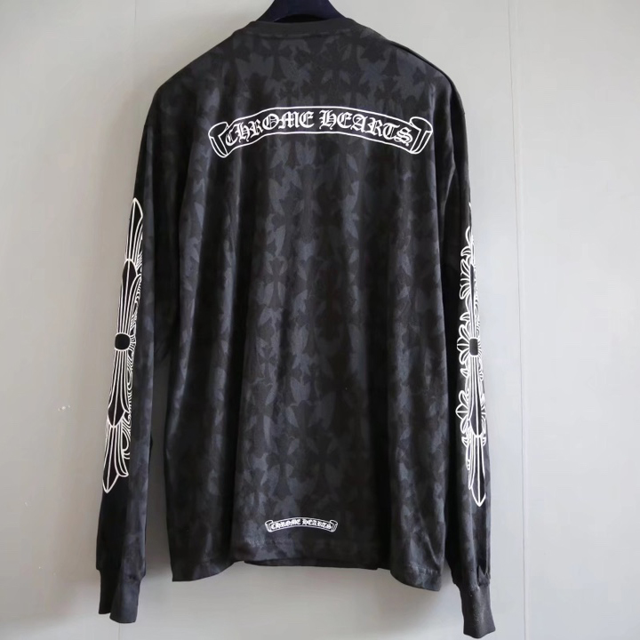 Chrome Hearts Cemetery Print Black Longsleeve Tee - DesignerGu