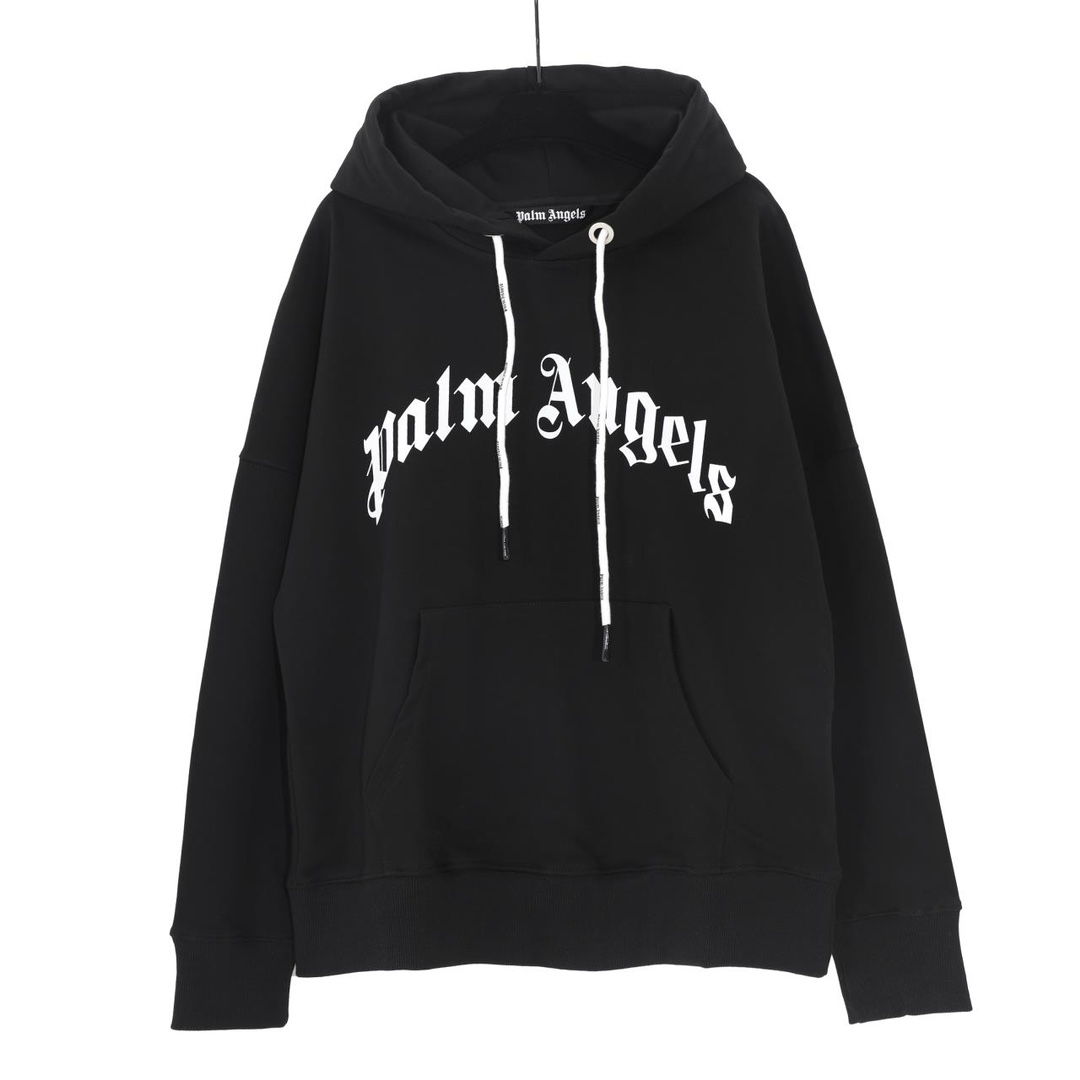 Palm Angels  Curved Logo Hoodie - DesignerGu