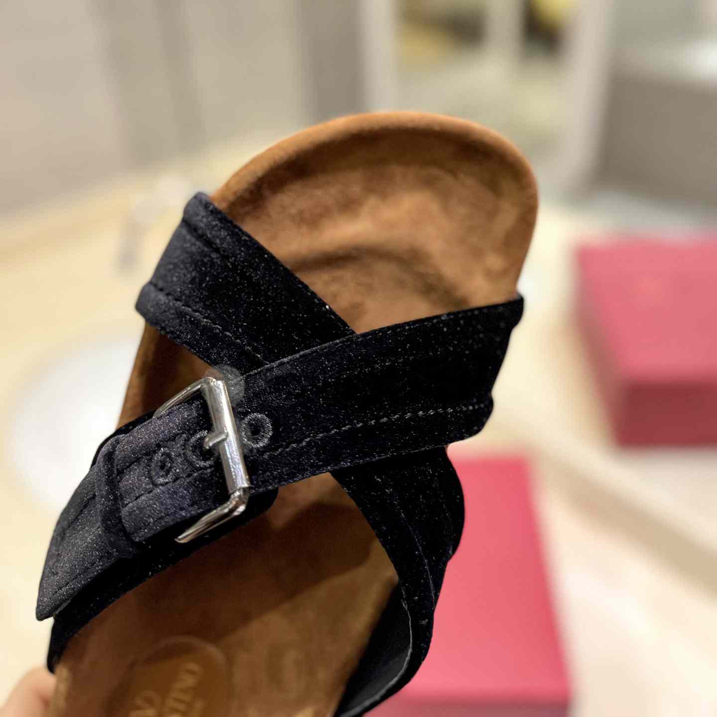 Valenti Fussfriend Velvet Slide Sandal  - DesignerGu