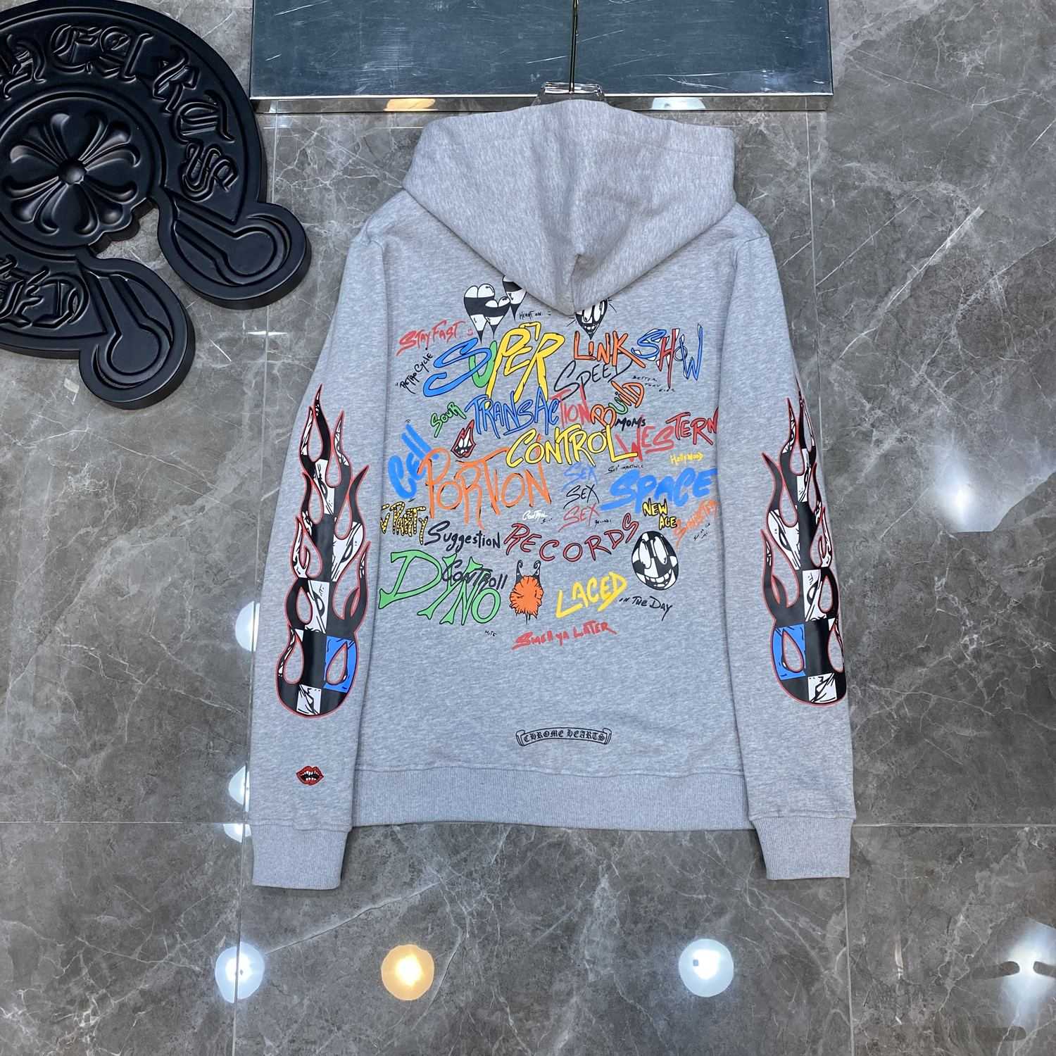 Chrome Hearts Chrome hearts Grey Race Cross Hoodie - DesignerGu