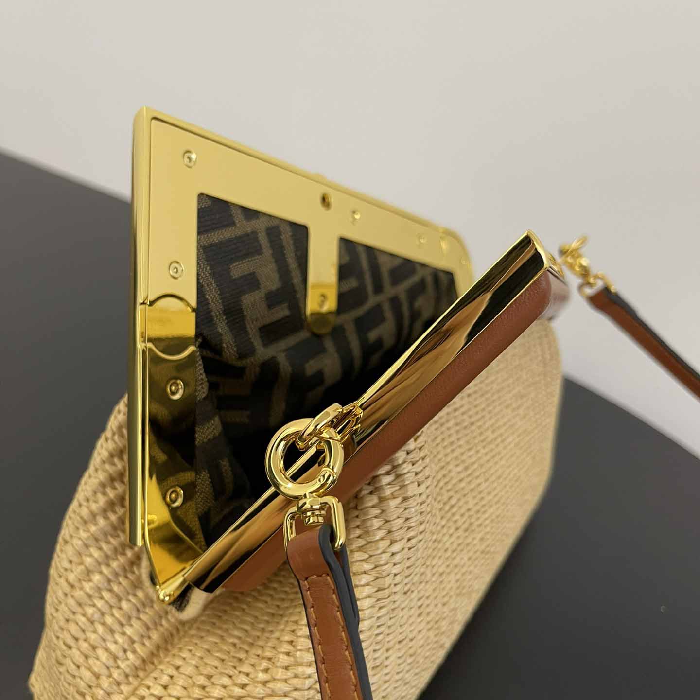 Fendi First Small Natural Straw Bag - DesignerGu