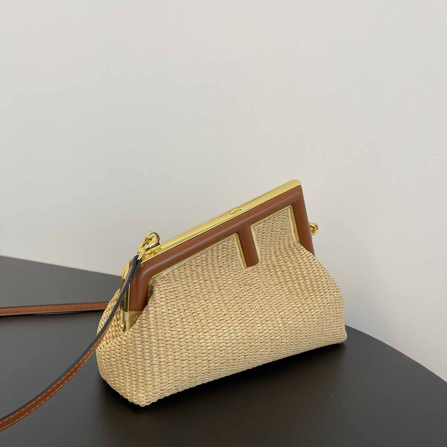 Fendi First Small Natural Straw Bag - DesignerGu