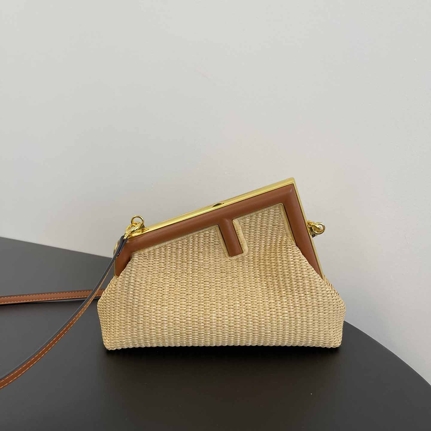 Fendi First Small Natural Straw Bag - DesignerGu