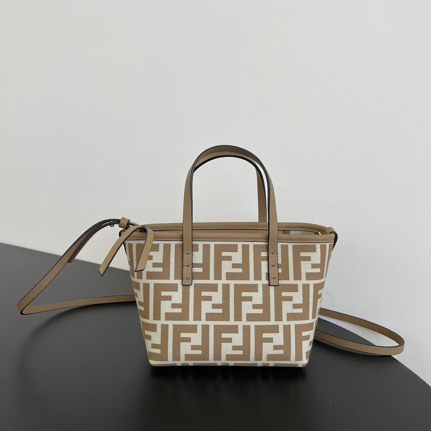 Fendi Mini Roll FF Beige Jacquard Mini Bag - DesignerGu