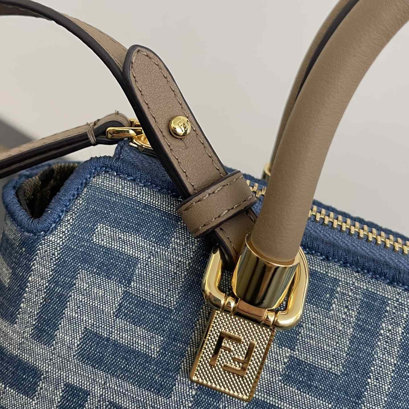 Fendi By The Way Mini Light blue FF Denim Fabric Mini Bag - DesignerGu