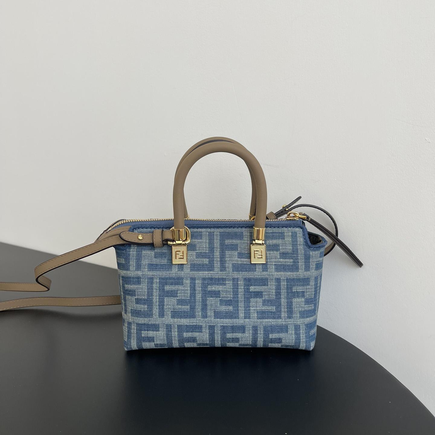 Fendi By The Way Mini Light blue FF Denim Fabric Mini Bag - DesignerGu