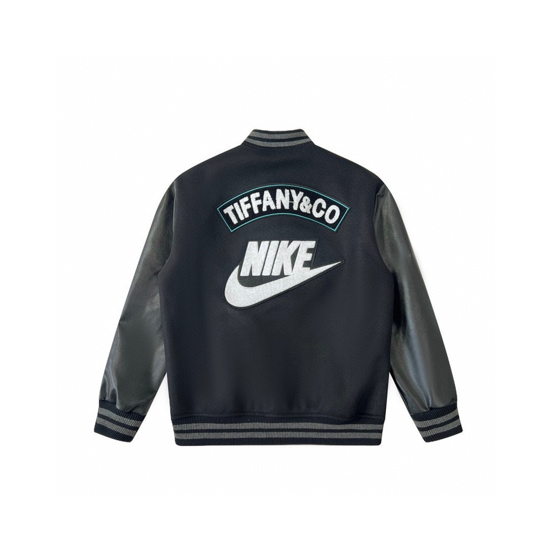 Tiffany And Co Nike Black Varsity Bomber Jacket - DesignerGu